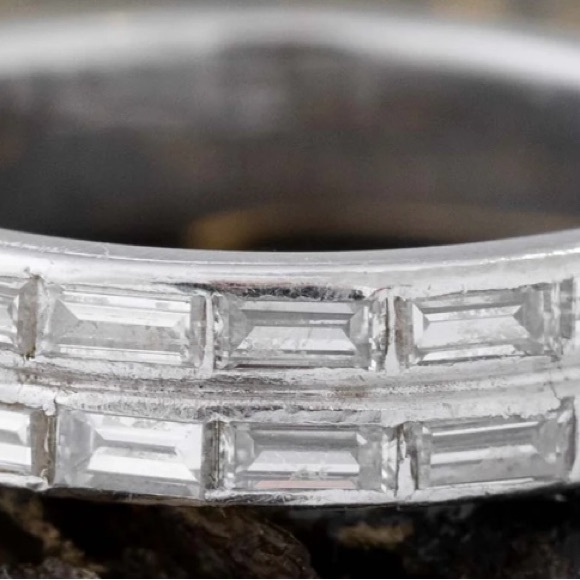 Swarovski Signed Eternity Baguette Ring | 8 | Rhodium | Elegant | Retired - Picture 4 of 6